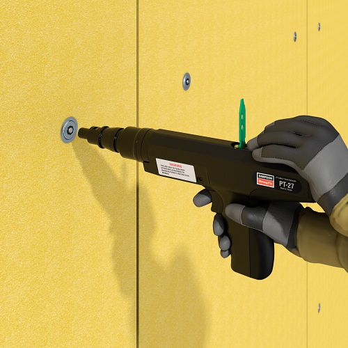 0.145” x 3” Simpson Strong-Tie PINW-300 PINW Powder-Actuated Metal-Washered Pin for Insulation Board installation with pt-27