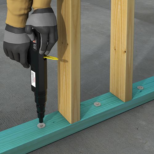 0.157” x 1-1/2” Simpson Strong-Tie PDPAWL-150 PDPAWL Powder-Driven Pin with 1" Washer wood to concrete install with pt-27 powder actuated tool
