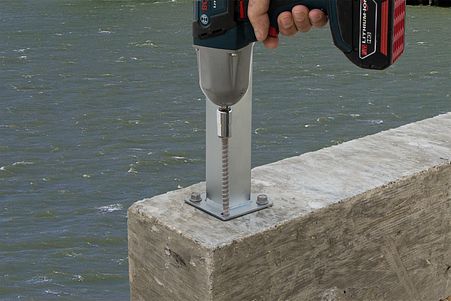 ½” x 3” Simpson Strong-Tie THD50300H4SS 304 Stainless-Steel Titen HD Concrete Masonry Screw install