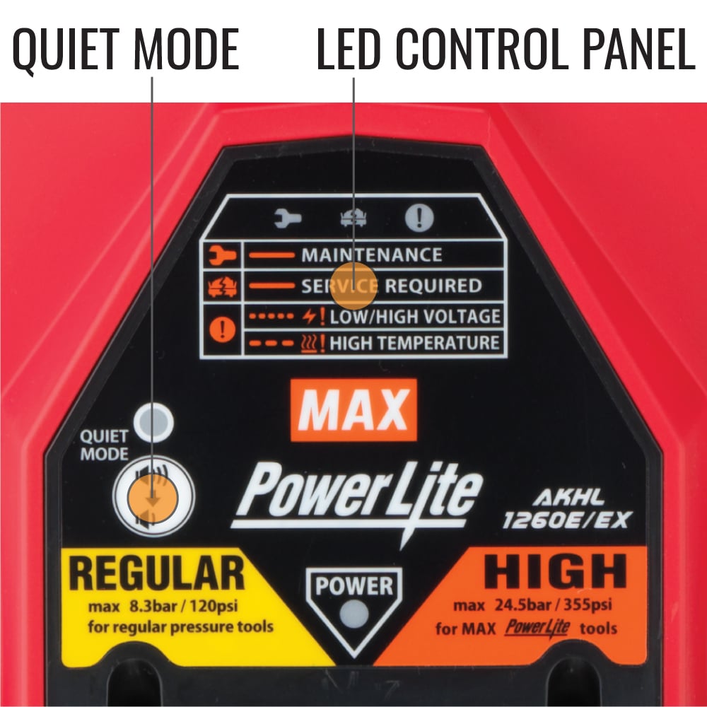 MAX AKHL1260EX PowerLite High Pressure Air Compressor control panel