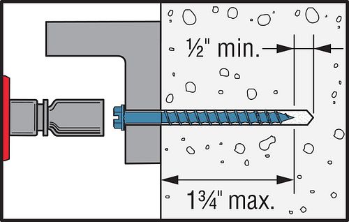 3/16” x 1-1/4” Hex Simpson Strong-Tie Titen Turbo Concrete Masonry Screw concrete install
