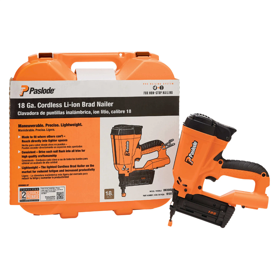 Paslode IM200Li.2 918100 Cordless 18 Ga Brad Finish Nailer carrying case
