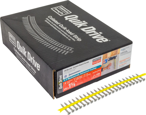 CB3BLGHL158S #10 x 1-5/8" Cement Board, #3 Square, Hi-Lo Thread w/nibs box
