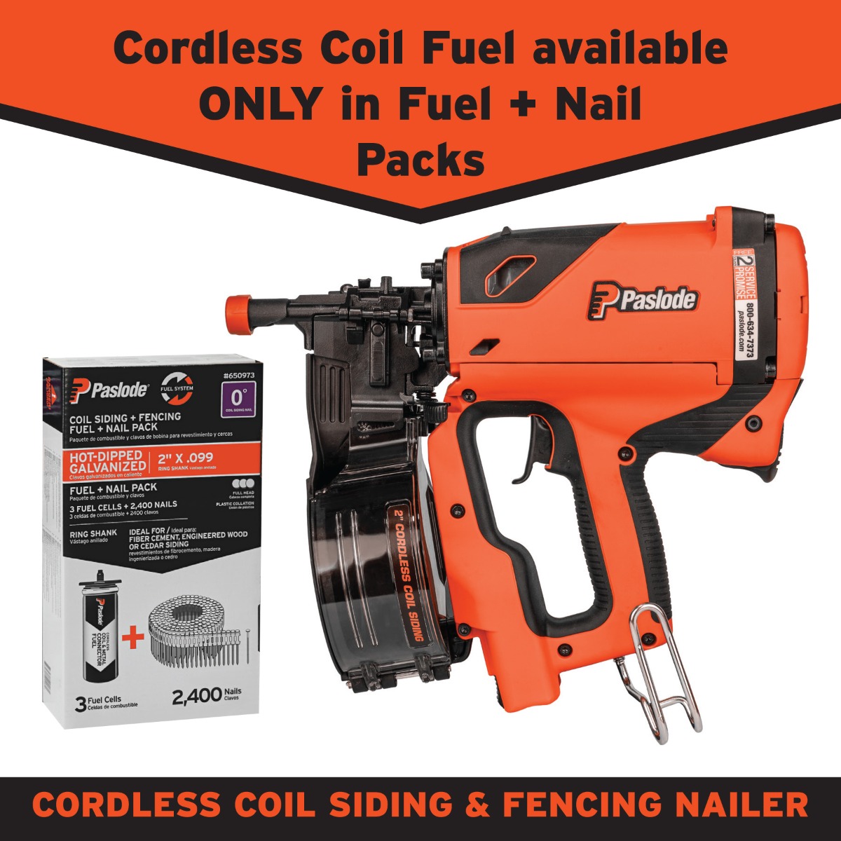 Paslode CSF 919100 Coil Siding & Fencing Nailer CE20024 coil fuel available only in fuel + nail packs