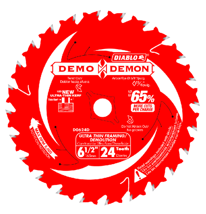 Diablo D0624DA 6-1/2" 24T Demo Demon Ultra-Thin Framing/Demolition Saw Blade