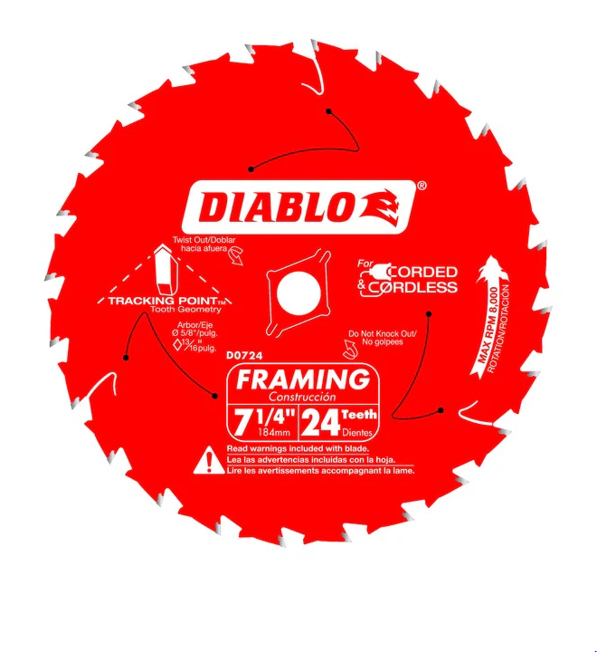 Diablo D0724A 7-1/4" x 24-Teeth Framing Saw Blade for Wood