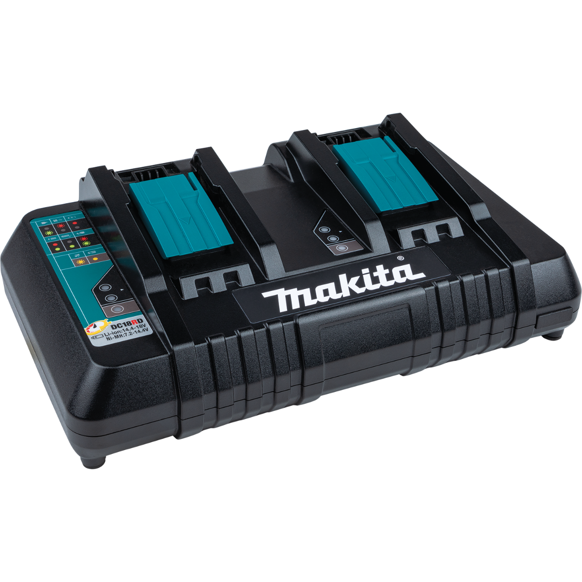 Makita DC18RD 18V Lithium-Ion Dual Port Rapid Optimum Charger angle view