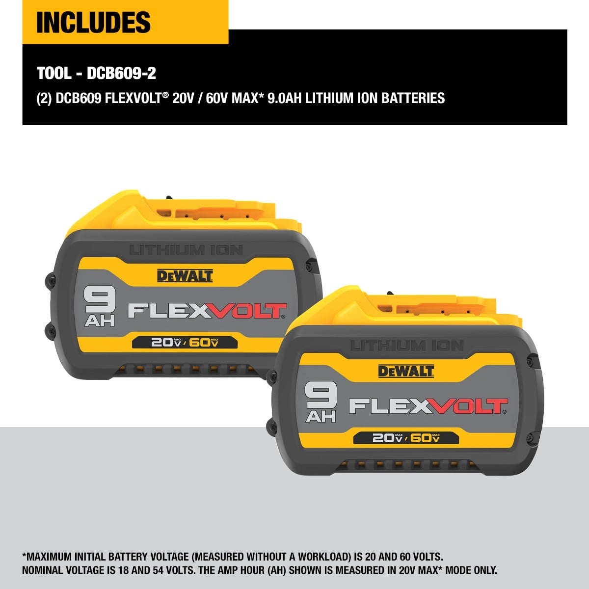DeWalt DCB609-2 FLEXVOLT 20V/60V MAX* 9.0 Ah Battery 2-Pack