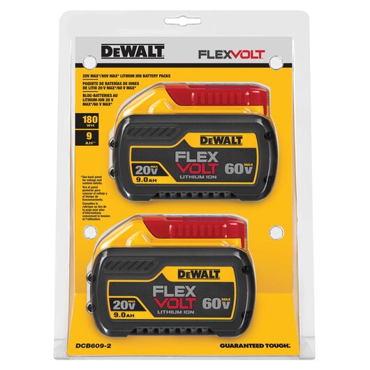 DeWalt DCB609-2 FLEXVOLT 20V/60V MAX* 9.0 Ah Battery 2-Pack package
