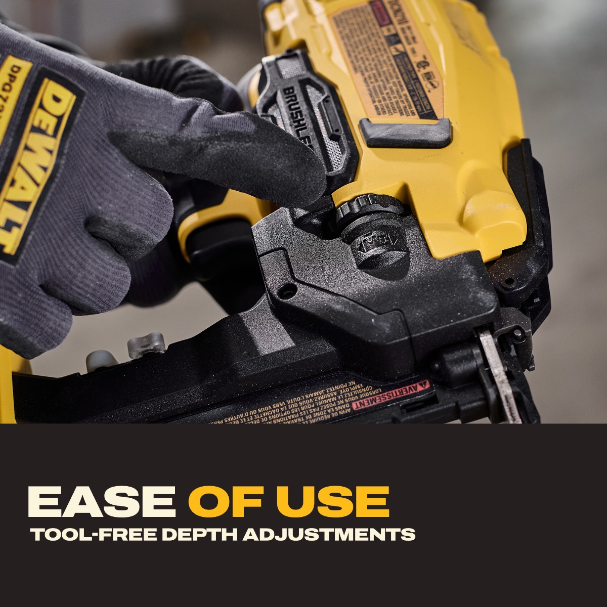 Dewalt DCN210B 20V 18 Ga. Cordless Brad Nailer ease of use depth adjust