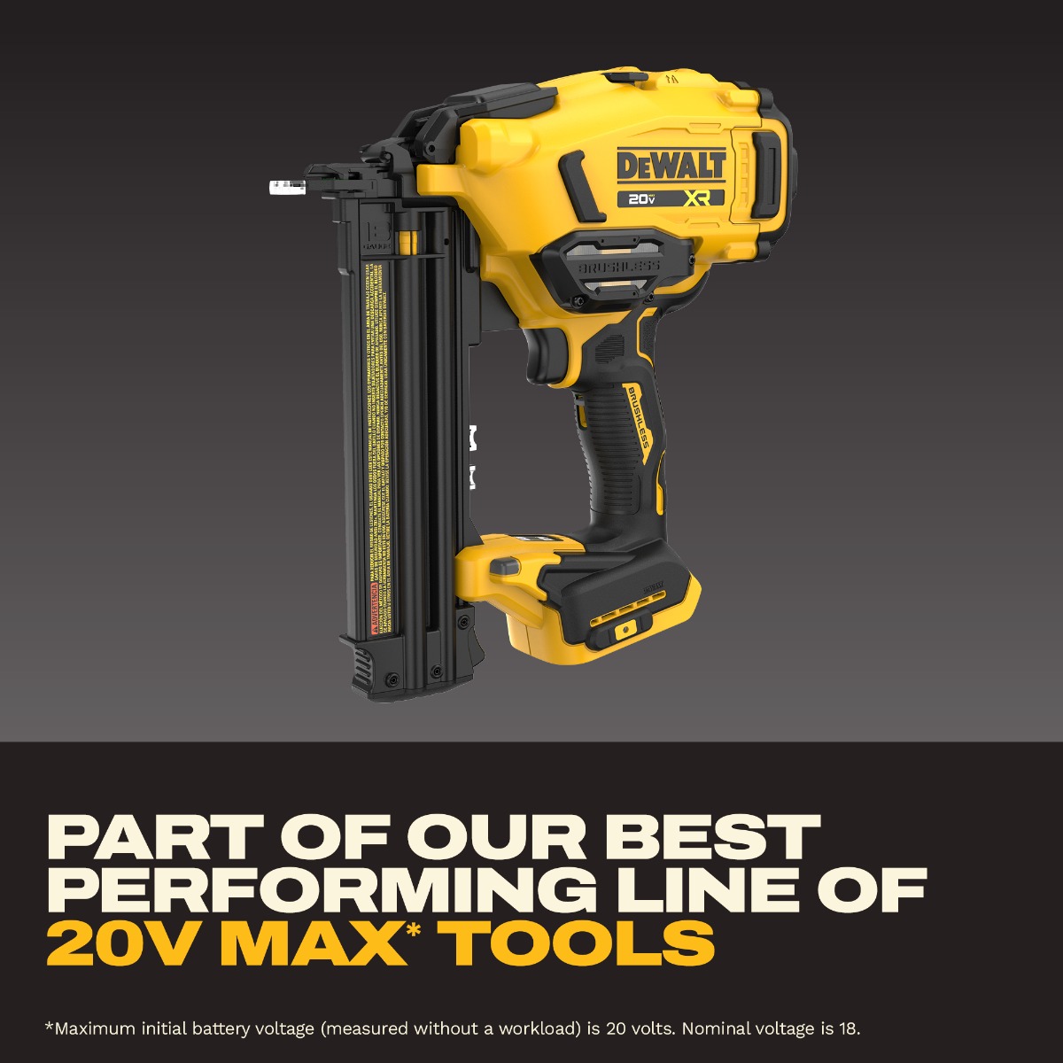 Dewalt DCN210B 18 Ga. Cordless Brad Nailer line of 20V MAX* tools