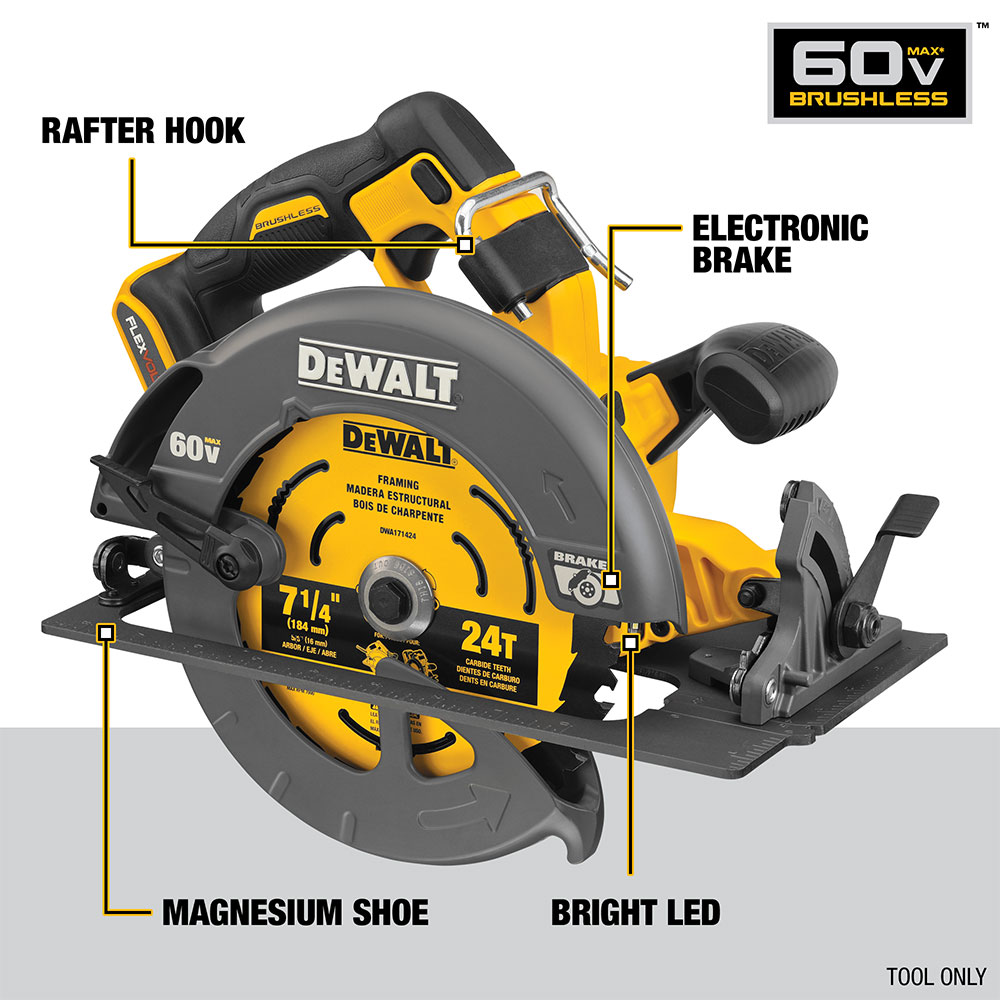 DeWalt DCS578B 60V MAX Brushless Cordless 7-1/4" Electric Circular Saw w/ Brake