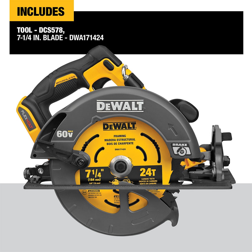 DeWalt DCS578B 60V MAX Cordless Electric Circular Saw w/ Brake (Tool Only) 7.25" blade