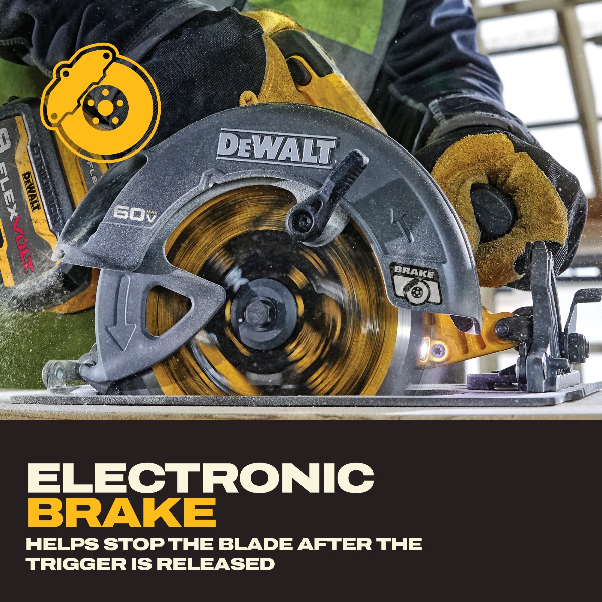 Dewalt DCS588X1 FLEXVOLT 60V MAX 7-1/4" Circular Saw electronic brake