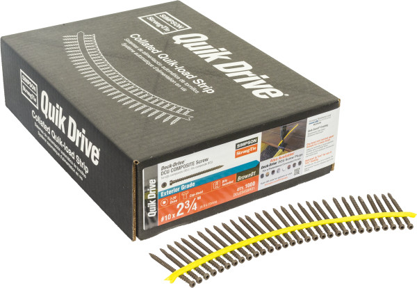 Deck-Drive #10 x 2-3/4" DCU Brown-01 Composite Deck Screw DCU234SBR01 plastic collated