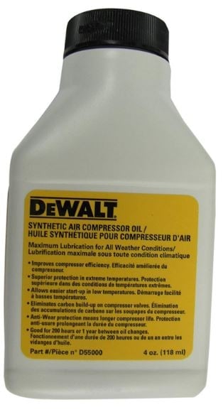 Dewalt D55000 Synthetic Compressor Oil, 4 oz.