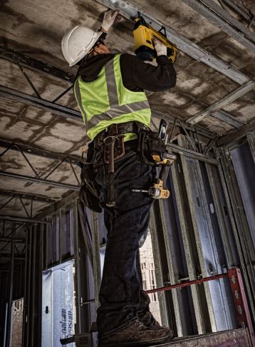 DeWalt 20V MAX Trak-It C6 Gas Concrete Nailer DGN845B in use jobsite