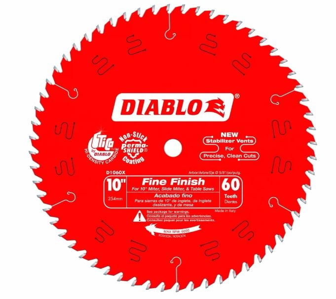 Diablo D1060X 10" 60T Fine Finish Saw Blade