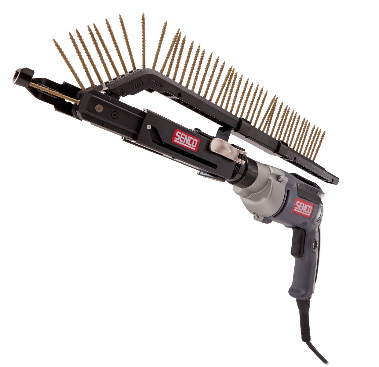Senco DuraSpin DS532-AC 3-in-1 Electric Screwdriver Kit attachment only hero low front with screws