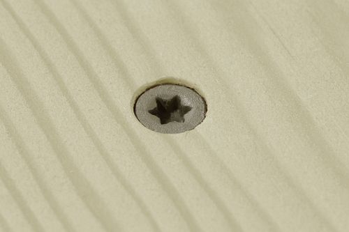 Quikdrive DSVT114S #8 x 1-1/4" DSV Deck Screw, T25 6-Lobe Drive, Rimmed Flat Head, Quik Guard Coated Tan countersunken head