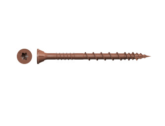 Quikdrive DSVR3S #10 x 3" DSV Deck Screw, T25 6-Lobe Drive, Rimmed Flat Head, Quik Guard Coated Red