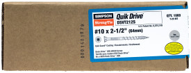 DSVT212S #10 x 2-1/2" DSVT Deck Screw, #3U Square, Ribbed Head box