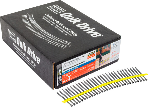 DTHQ3S #8 x 3" Deck Screw, #2 Square, Trim Head w/nibs, Galvanized box
