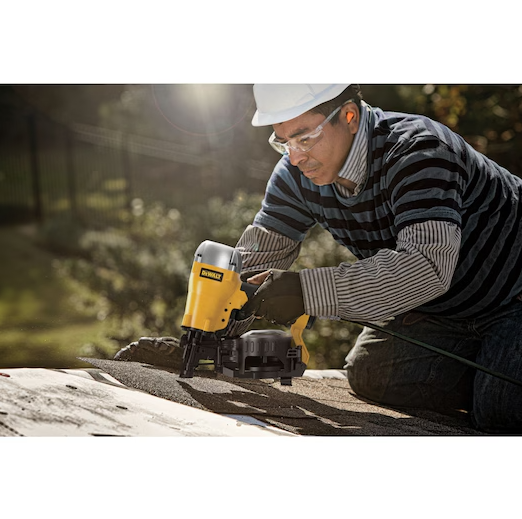 Dewalt DW46RN Pneumatic Coil Roofing Nailer in use