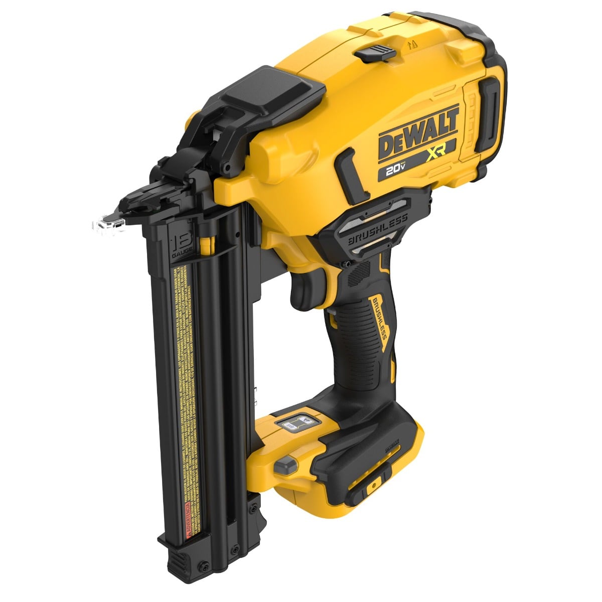 Dewalt DCN210B 20V 18 Ga. Cordless Brad Nailer bare tool angle down