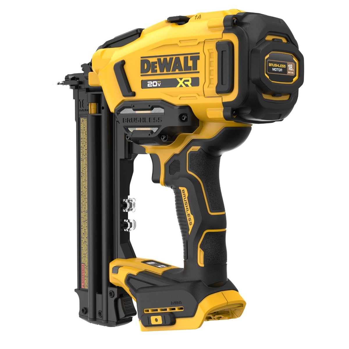 Dewalt DCN210B 20V 18 Ga. Cordless Brad Nailer w/out Battery rear angle