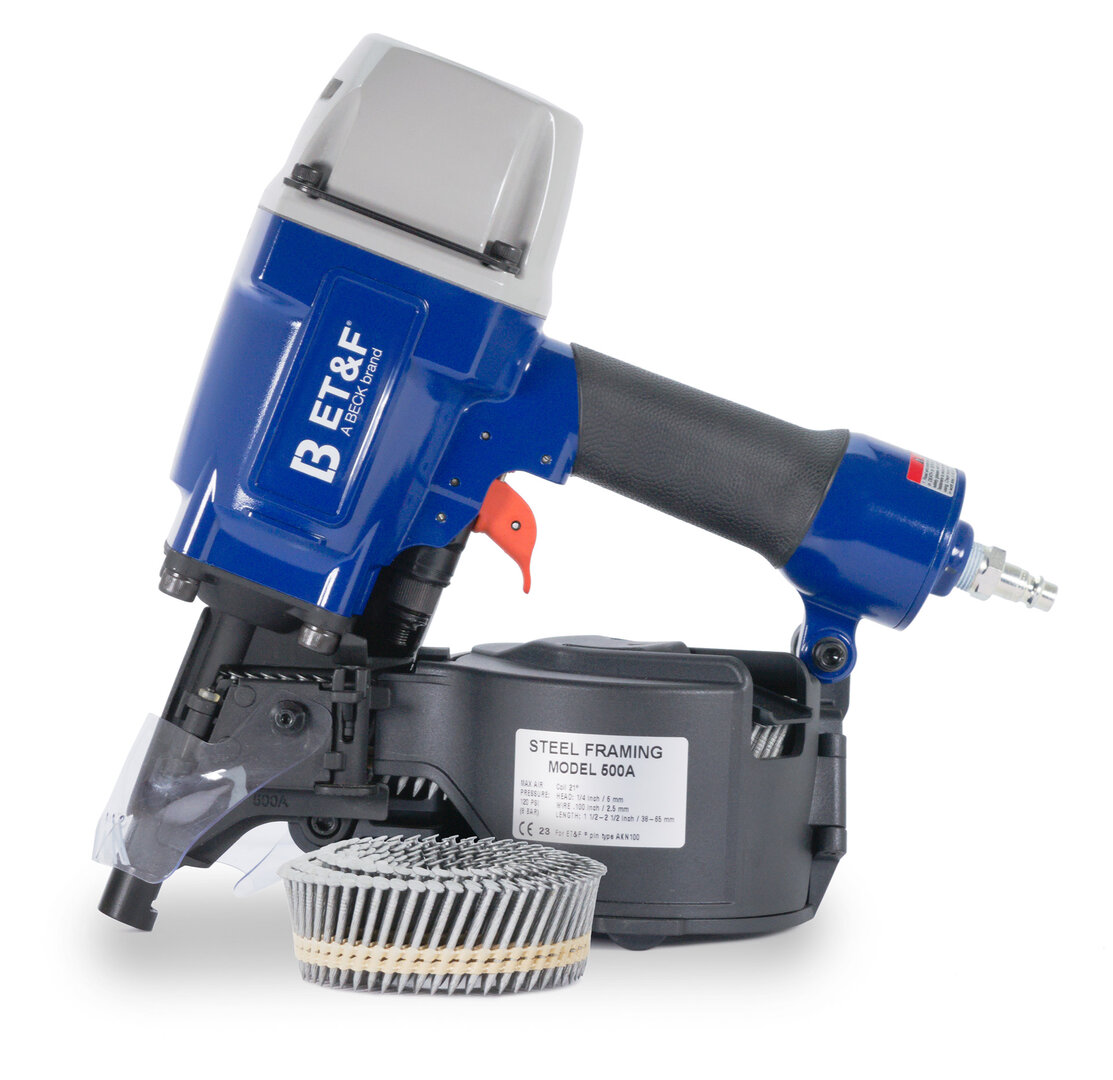 ET&F 500A Steel Framing Coil Nailer for 1-1/2" to 2-1/2" plastic rope collated akn-1-- series pins