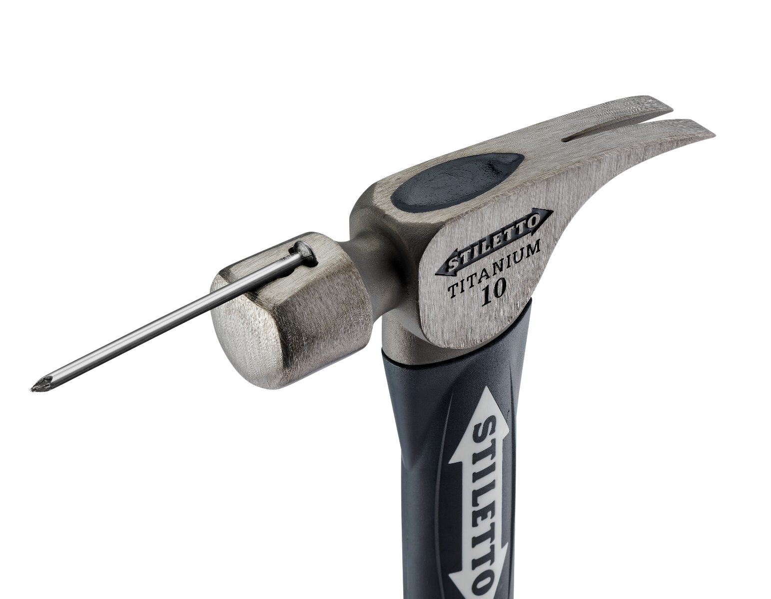 Stiletto FH10C-F 10oz Smooth Face, 14-1/2" Curved Handle Hybrid Finish Hammer magnetic nail starter