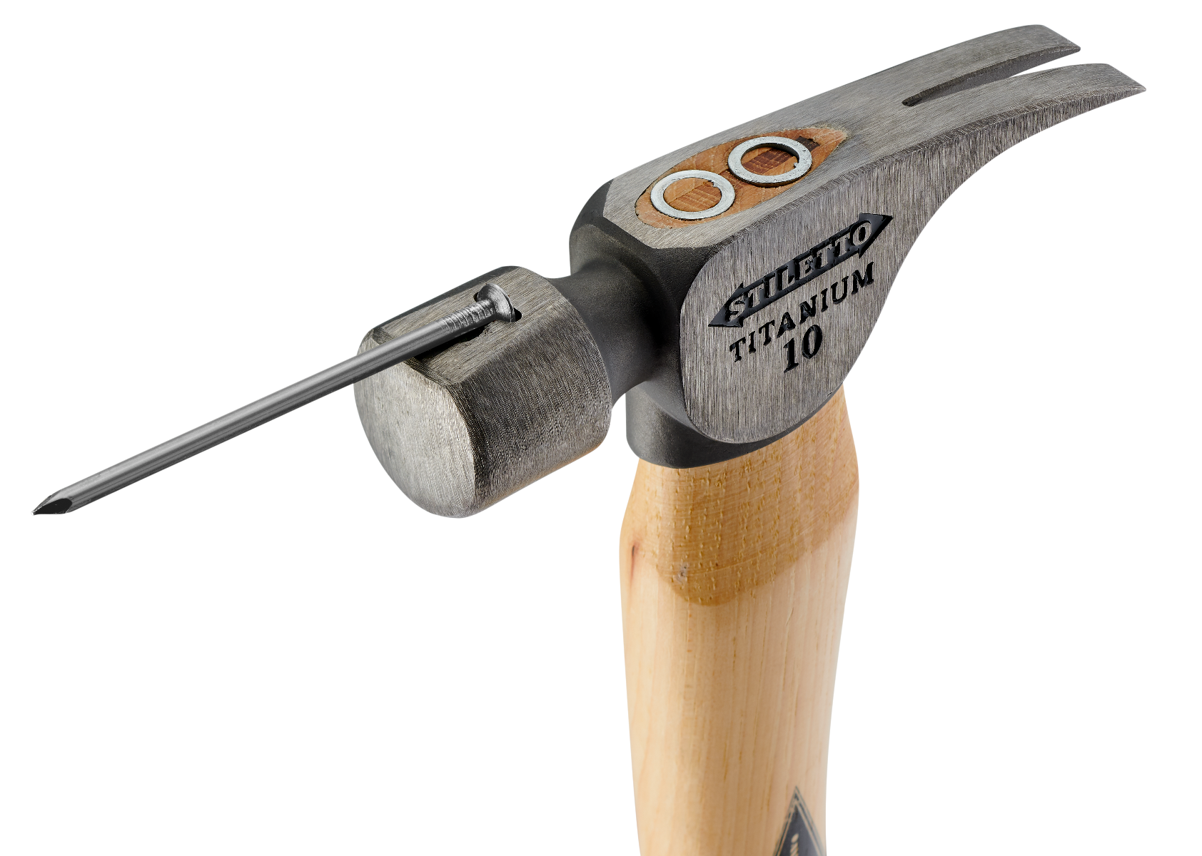 10oz Smooth Face, 14-1/2" Curved Hickory Handle Finish Hammer magnetic nail starter