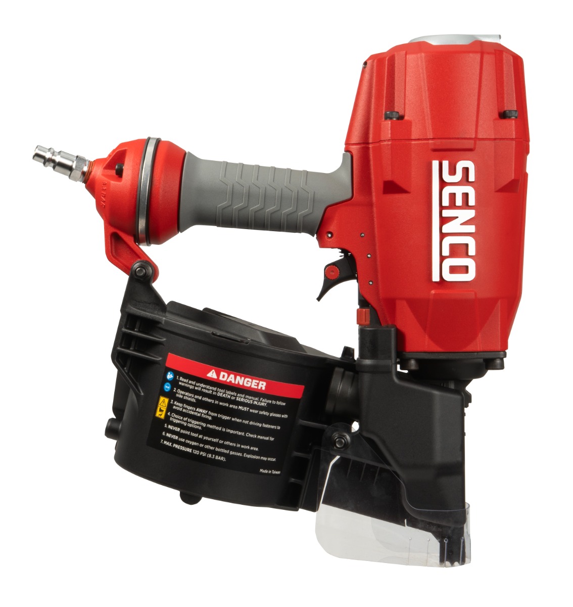 Senco FN71T1 15 Degree Coil Framing Nailer side view label