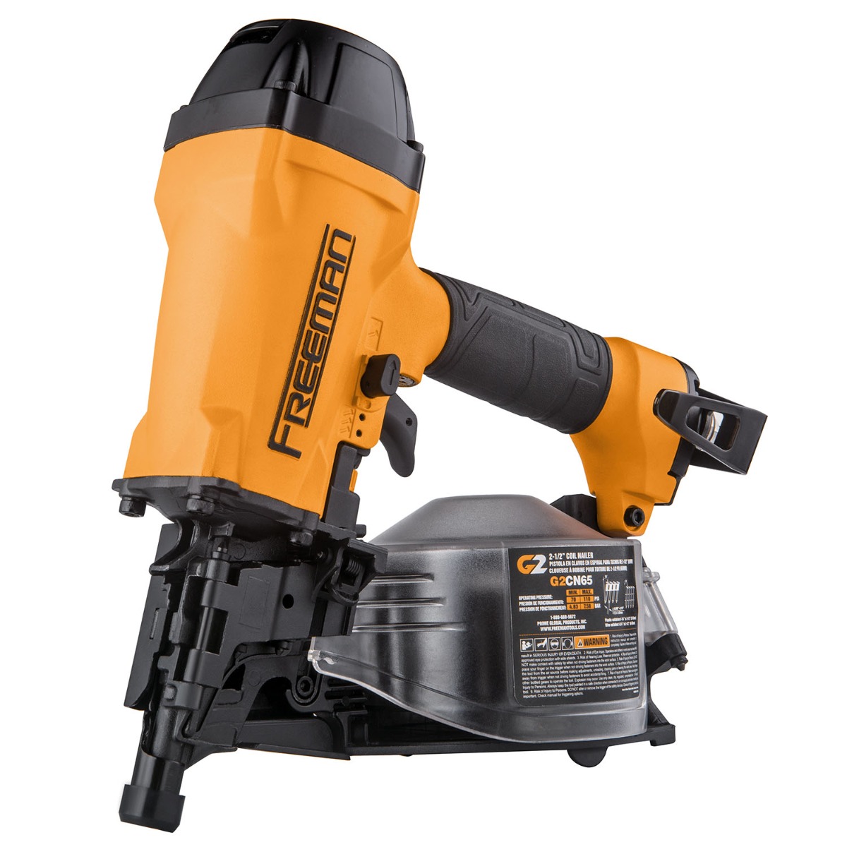 Freeman G2CN65 Pneumatic 15-Degree Coil Siding Nailer, 1-1/4” – 2-1/2”