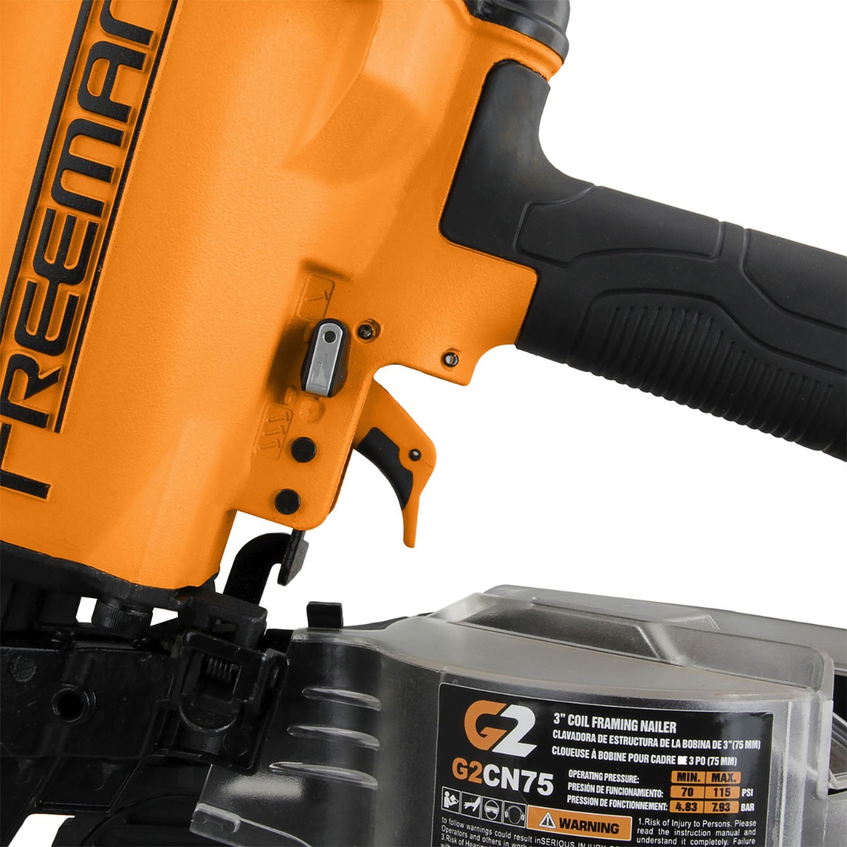 Freeman G2CN75 15-degree 3" Coil Siding and Framing Nailer dual mode trigger
