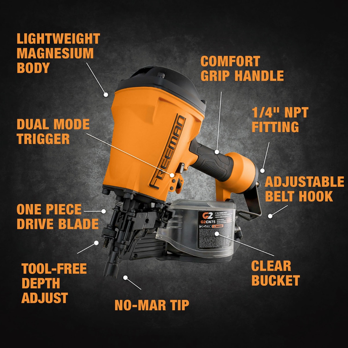 Freeman G2CN75 15-degree 3" Coil Siding and Framing Nailer guide