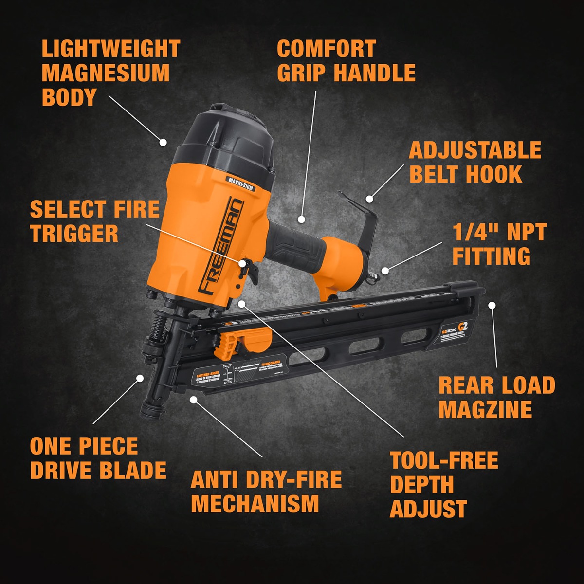 Freeman G2FR2190 21-degree Full Head Framing Nailer guide