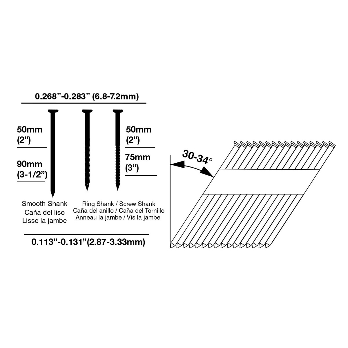 Freeman G2FR3490 34-degree Clipped Head Framing Nailer nails