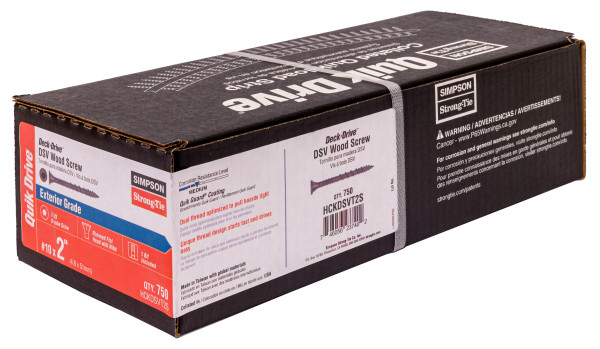 Quikdrive HCKDSVT2S #10 x 2" DSVT Deck Screw, T25 6-Lobe Drive, Ribbed Flat Head, Quik Guard Coated Half Pk box