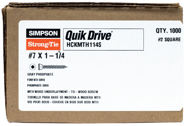 Simpson Strong-tie #7 x 1-1/4" MTH Wood Underlayment Screw, Half Pk HCKMTH114S box