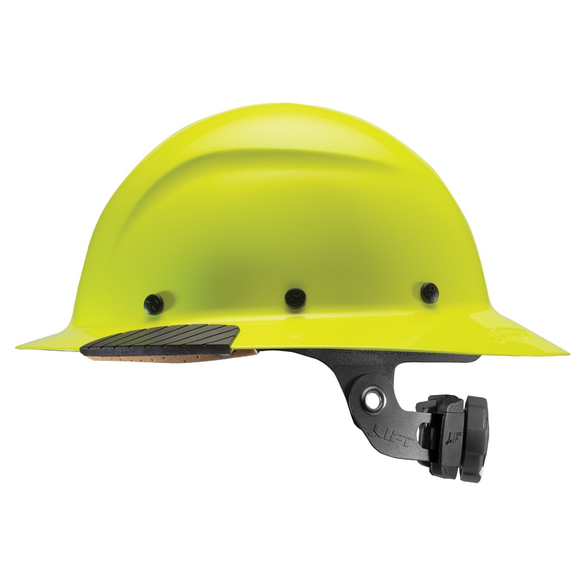 LIFT Safety Hi-Viz HDF-18HV DAX Full Brim Yellow Hard Hat Side Profile