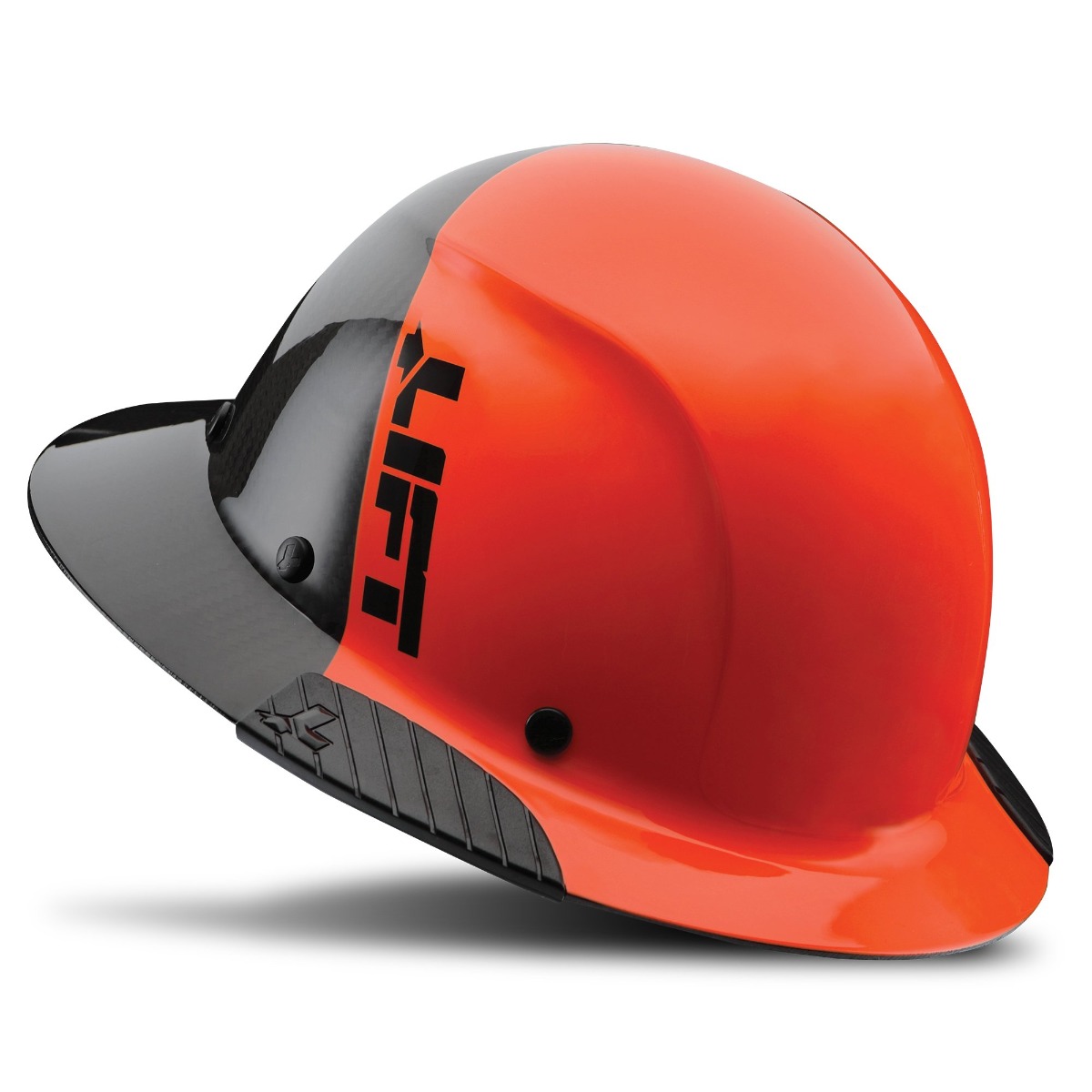 LIFT Safety HDF50C-19OC DAX Fifty50 Carbon Fiber Full Brim Orange Hard Hat Angle