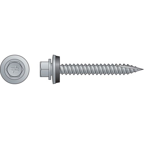 HG112WS #10 x 1-1/2", 1/4" Hex Head w/Washer, 17 Cut Point, Galvanized