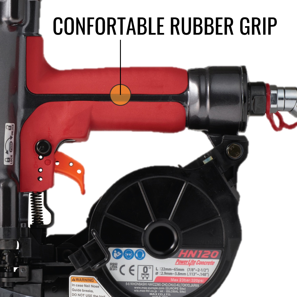 MAX HN120 PowerLite High Pressure Concrete Pinner rubber grip