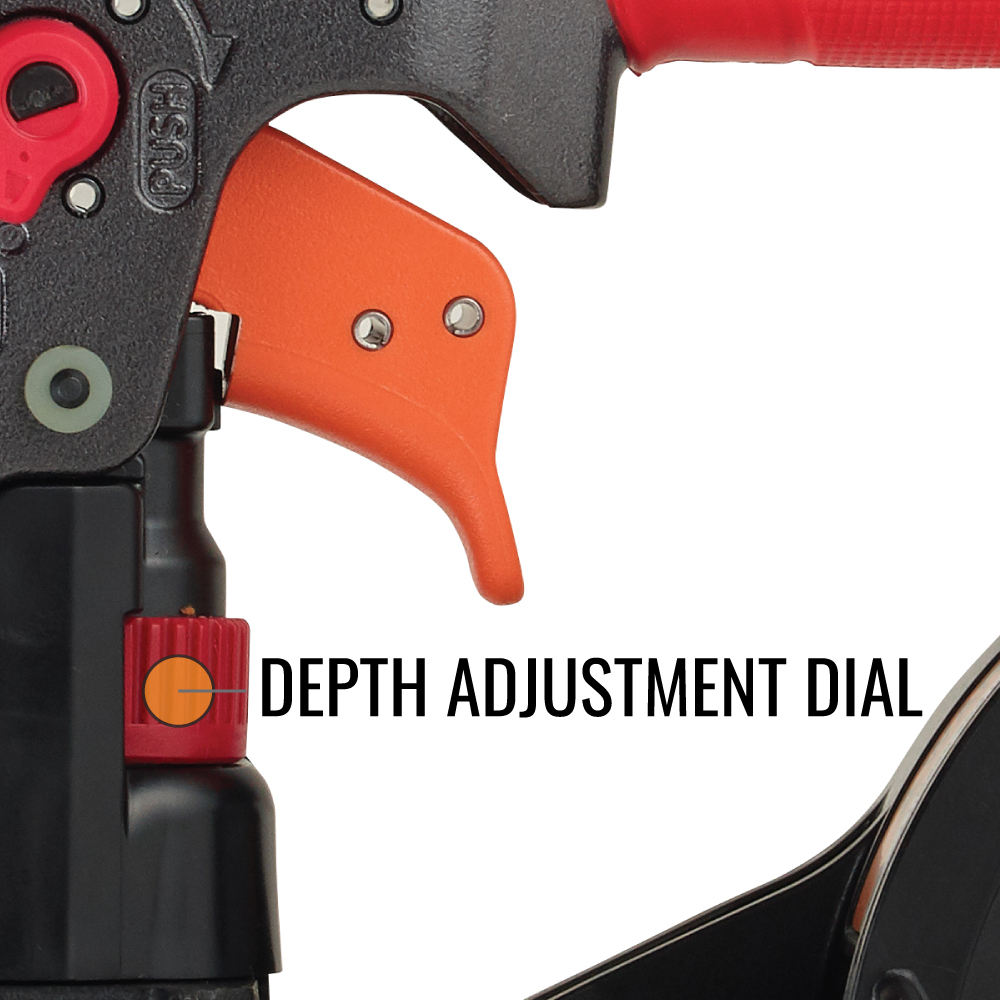 MAX HN25C PowerLite High Pressure Concrete Pinner depth adjustment dial