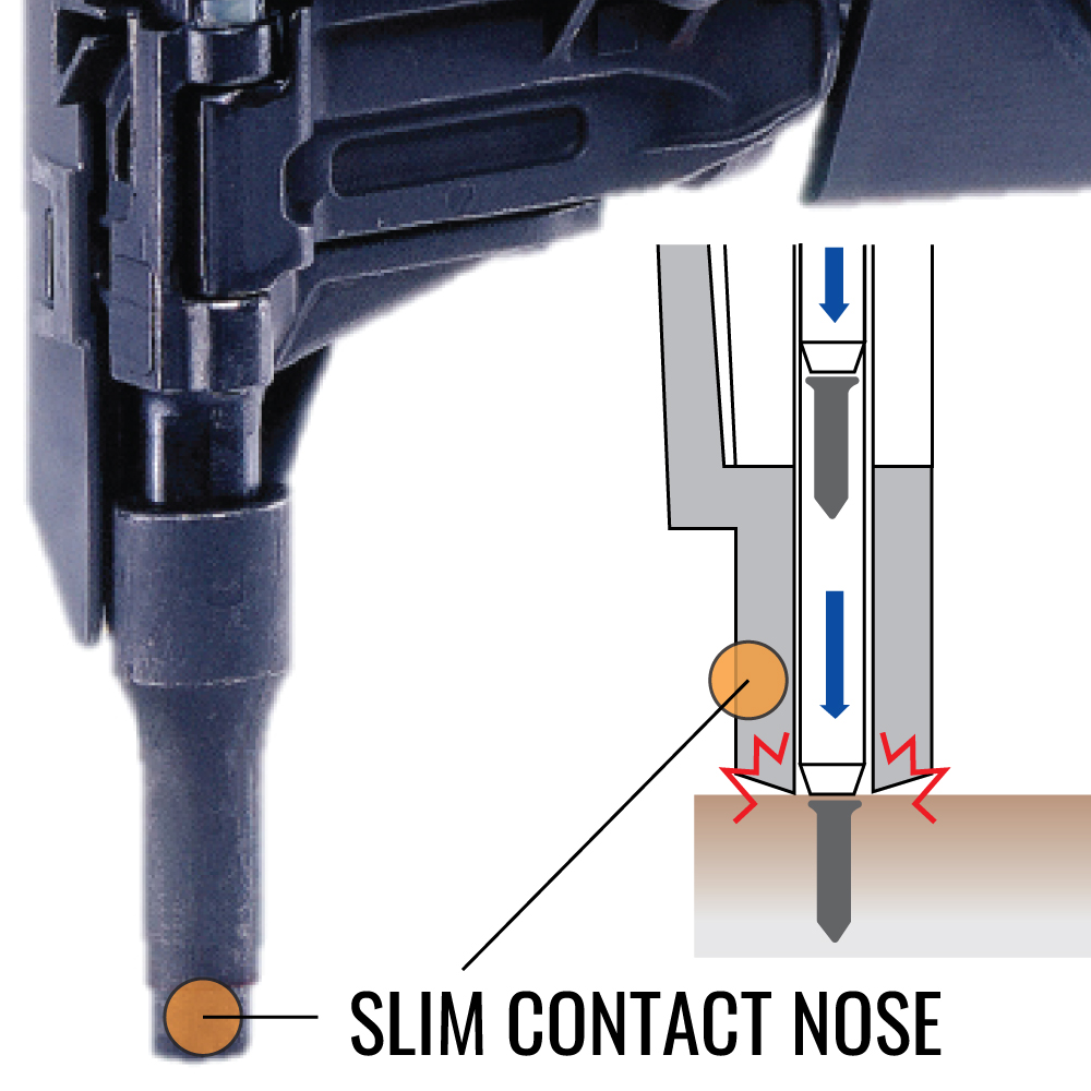 MAX HN25C PowerLite High Pressure Concrete Pinner contact nose
