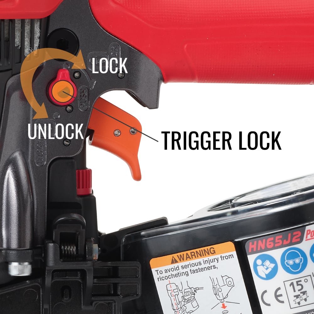MAX HN65J2 PowerLite High Pressure Metal Connector Nailer, 1-1/2” to 2-1/2” trigger lock