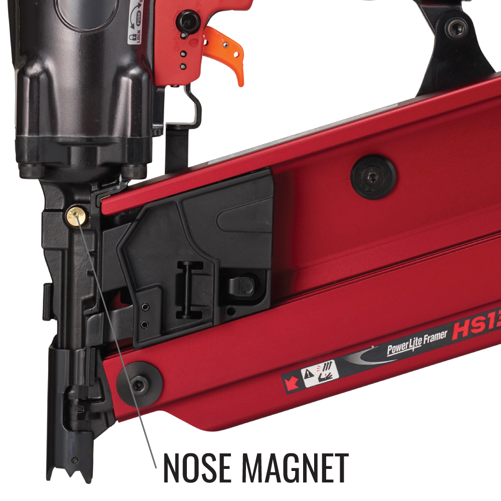 MAX HS130 PowerLite 500 PSI Framing Nailer nose magnet