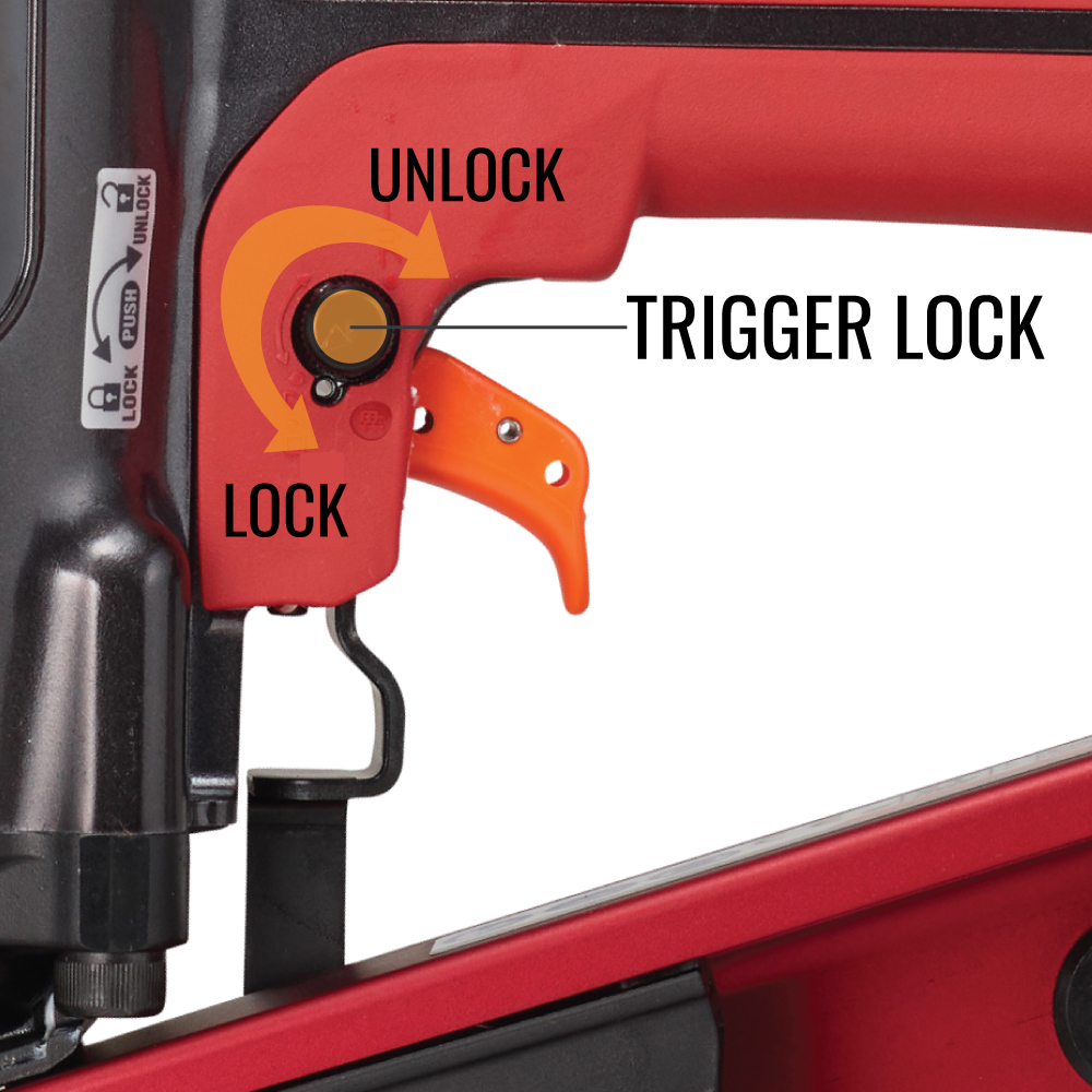 MAX HS130 PowerLite 500 PSI Framing Nailer trigger lock